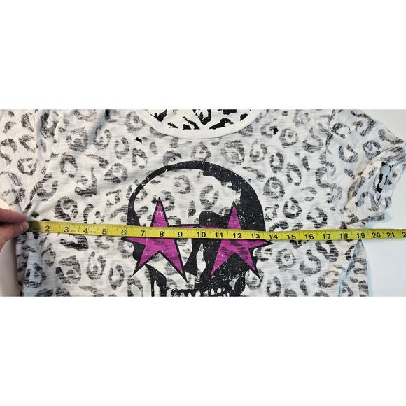 Chrldr cheerleader grunge distressed leapord skull t shirt top M EUC whimsigoth - Picture 5 of 6